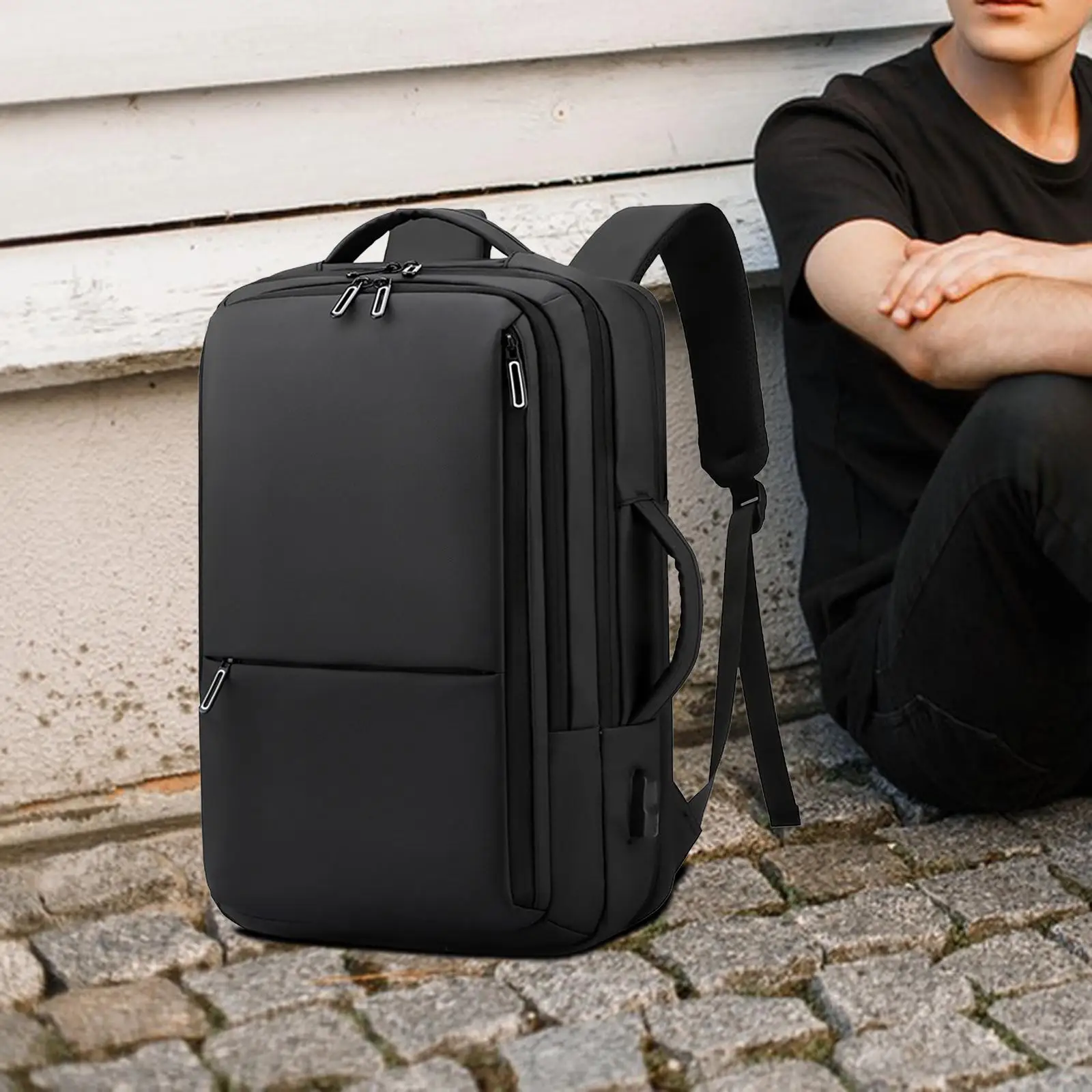 

Expandable Travel Backpack Travel Bag Multipurpose Laptop Backpack Black