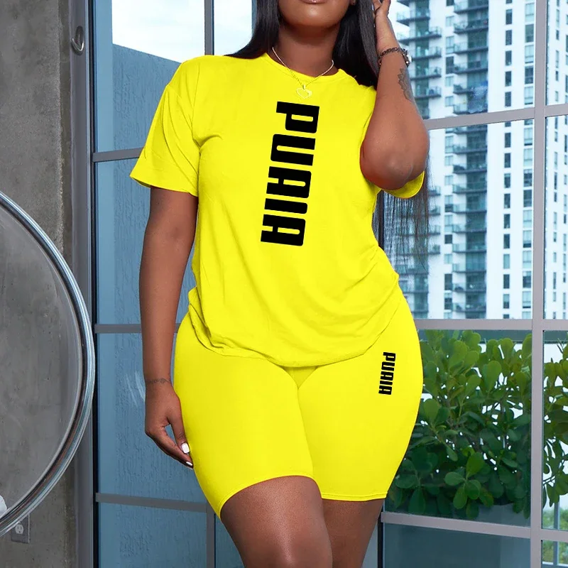 2026 Summer New Arrival Women's Shorts 2pcs Set Ladies Daily Casual Sports Short Sleeved Tracksuit Fashion Printed T-shirt Wear image 5