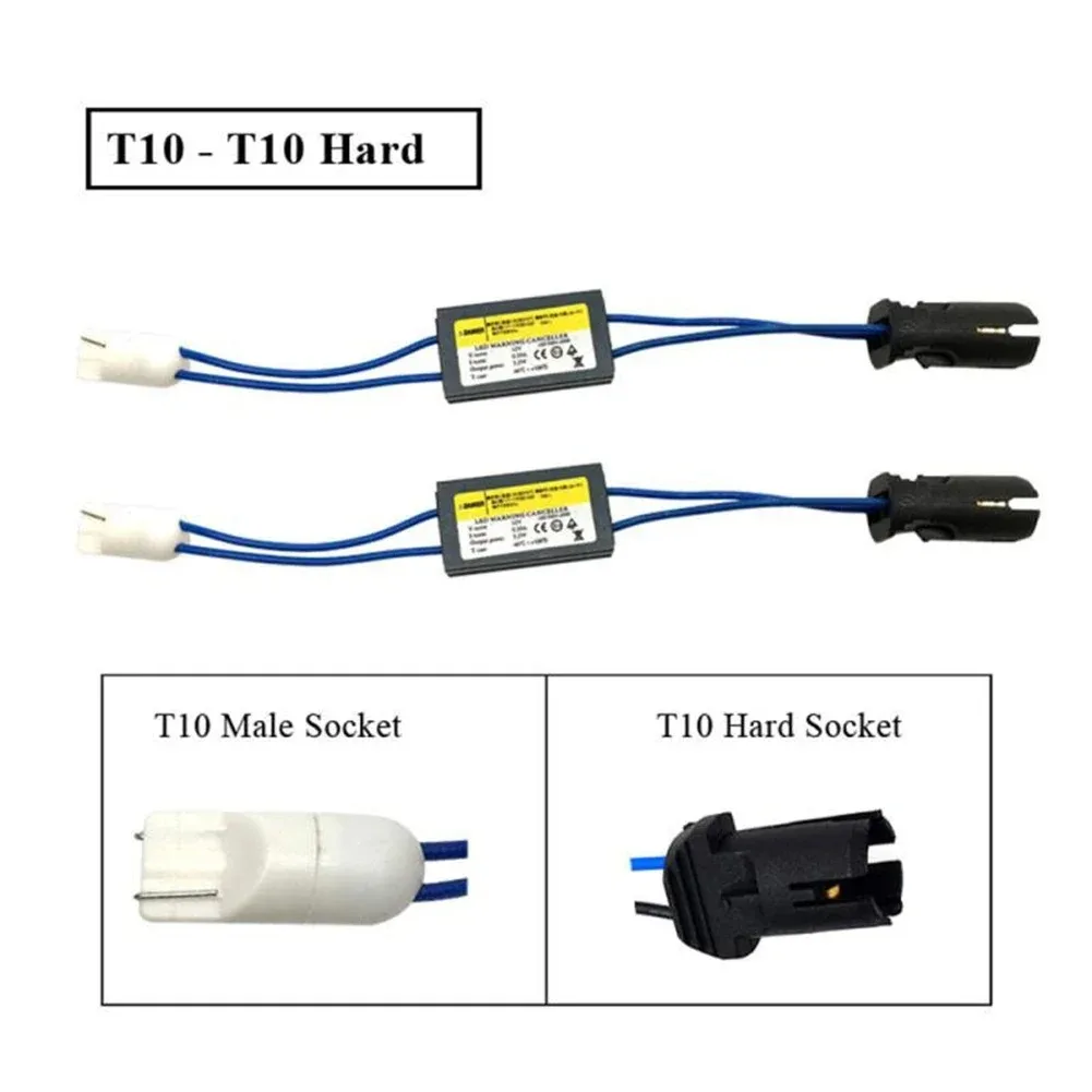 Cabo Canbus T10 LED 12V, Decodificador Cancelador de Erros para Luzes Automotivas 501 W5W 192 168, Sem Erro, Acessórios com Resistor de Carga OCB