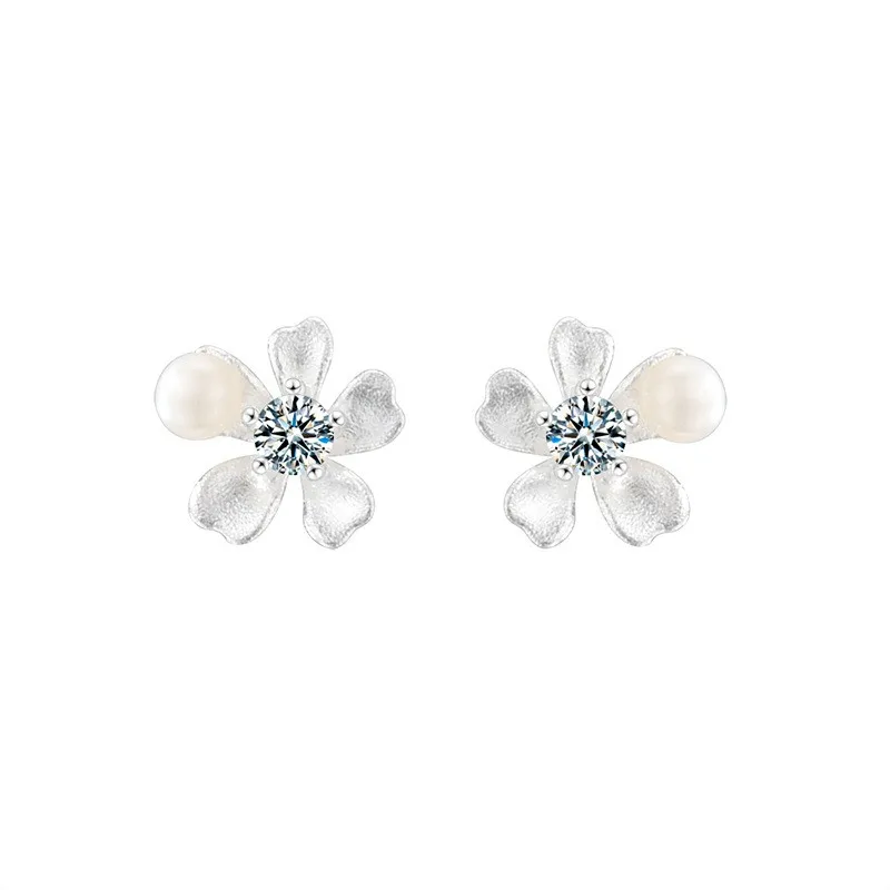 

ZFSILVER Fashion Classic s925 Silver Trendy White Moissanite Orchid Flower Earring Charms Women Accessories Jewelry Gifts XEA020
