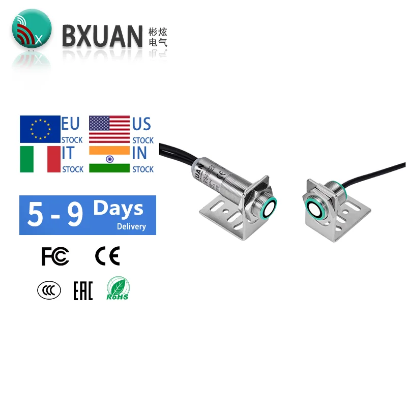 M18 Ultrasonic Proximity Sensor5n:10mm-30mm 3 switching outputs NPN PNP 18-30V with 2m PVC cable