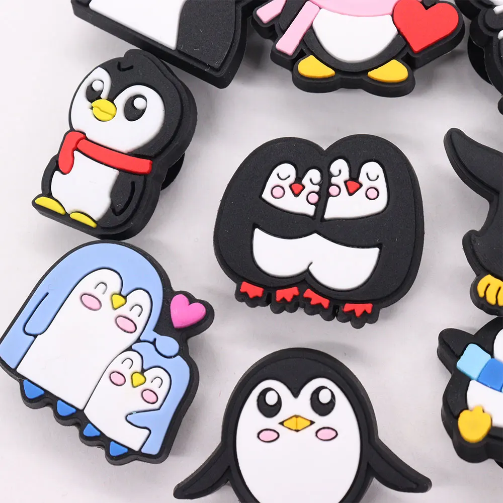 1-9Pcs Various Lovely Penguins PVC Shoe Buckle Charms Animals Slipper Decorations DIY Children Birthday Gift