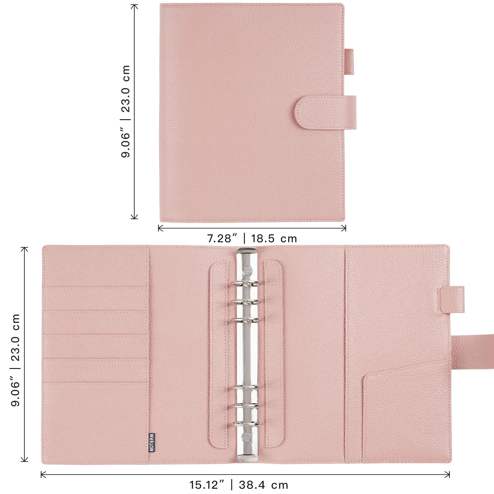 Limited Imperfect Moterm A5 Size Elite Rings Planner Cover with 25 mm Rings Pebbled Grain Leather Binder Notebook Diary