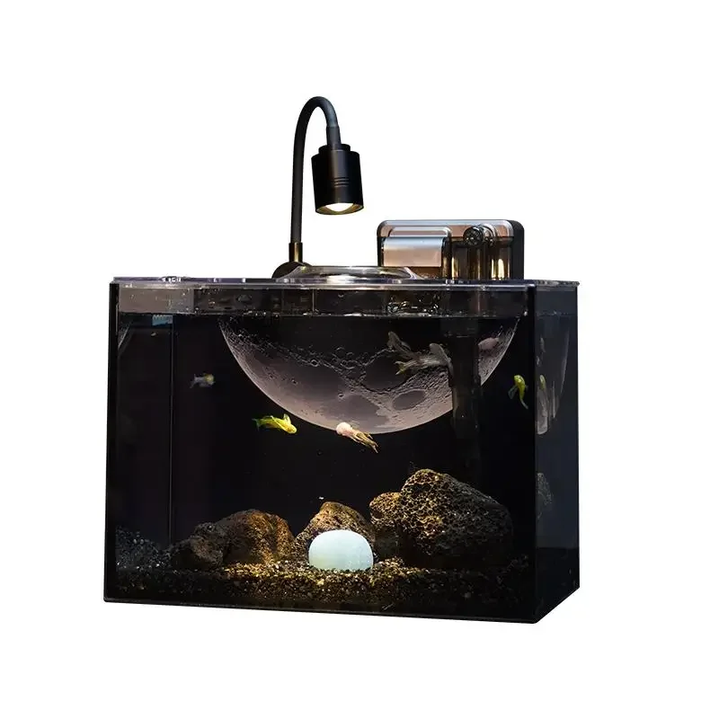 

Creative landscaping fish tank full set of landscaping small desktop ultra-white glass living room