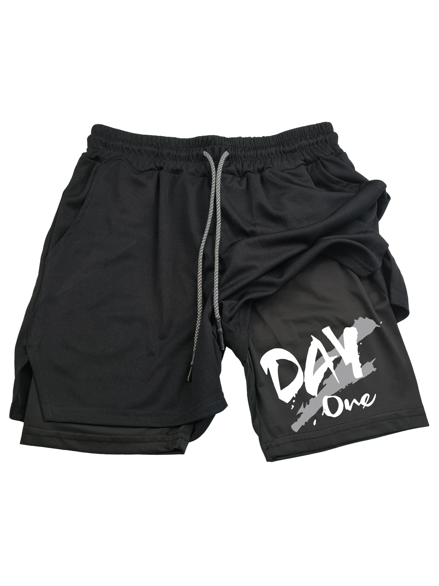 

Men's Letter Print 2-in-1 Quick-Drying Short Breathable and Sweat-wicking Ultra-soft Fabric A Must-have for Fitness and Exercise