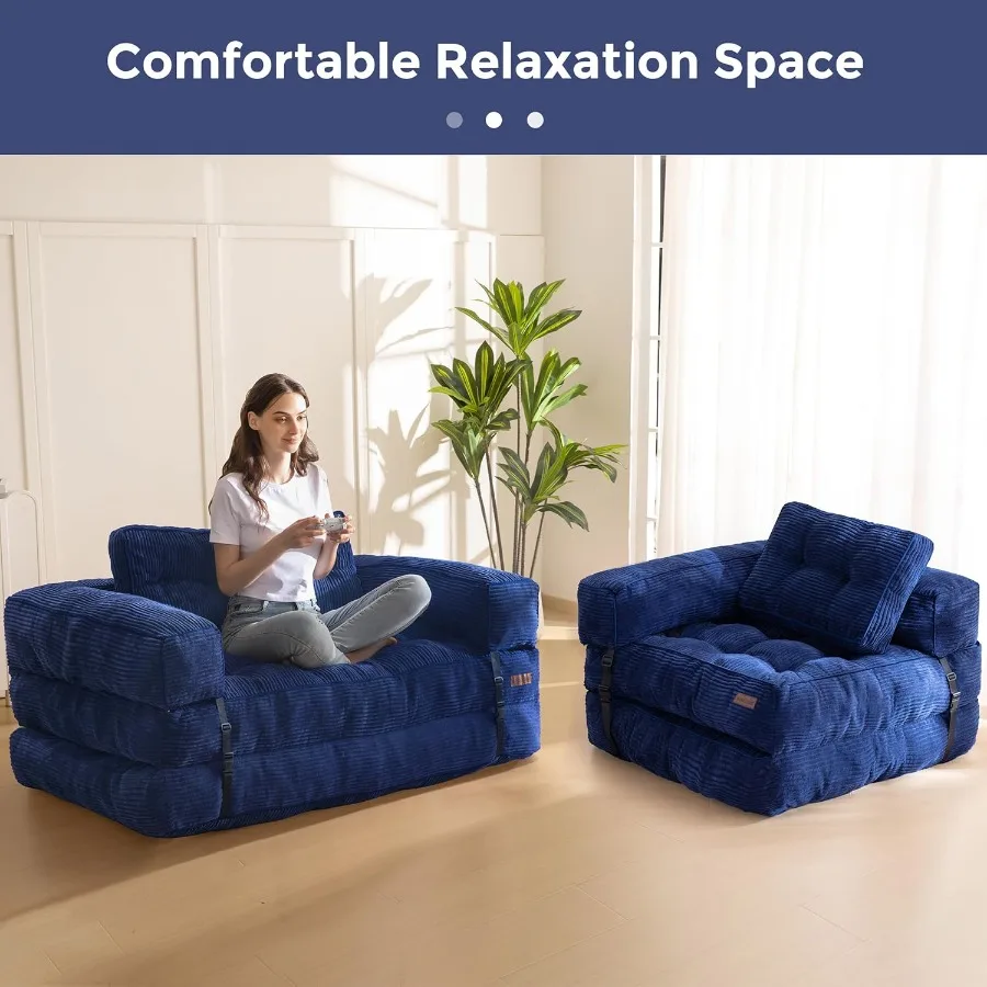 Складной диван-кровать L-образный раскладной диван-кровать с подлокотником Складной диван-кровать с подушкой Портативный складной стул Удобный Flo