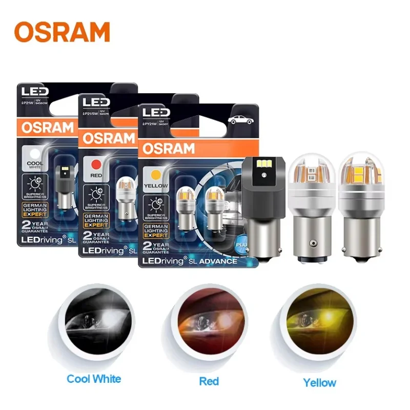 Lâmpada LED OSRAM Upgrade S25 P21W PY21W P21 5W LEDriving SL Advance 1156 1157 para Carro, Luz de Neblina, Freio e Posição, 2 Unidades