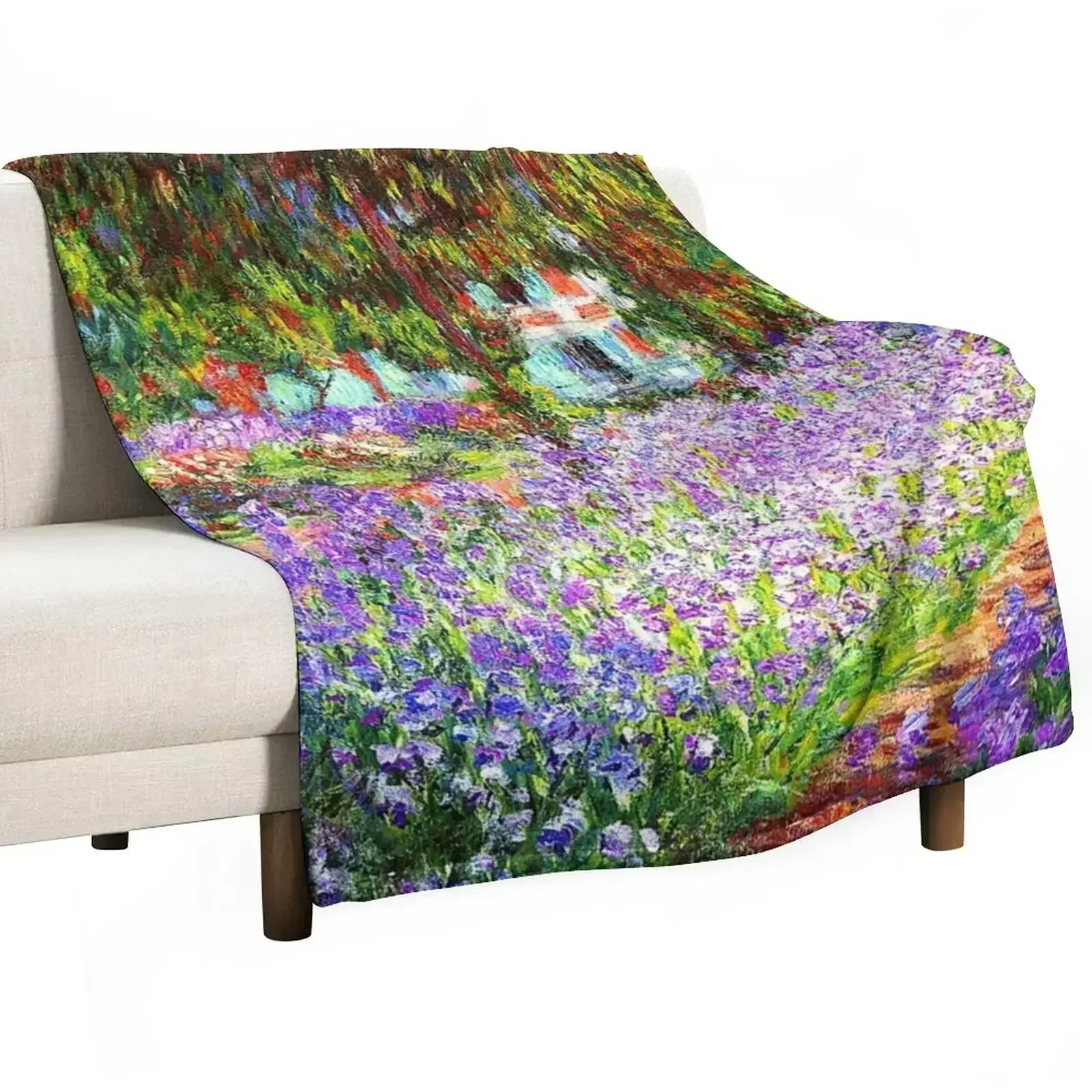 

The Artist's Garden at Giverny - Claude Monet Throw Blanket Bed Thin Designers Flannel Blankets