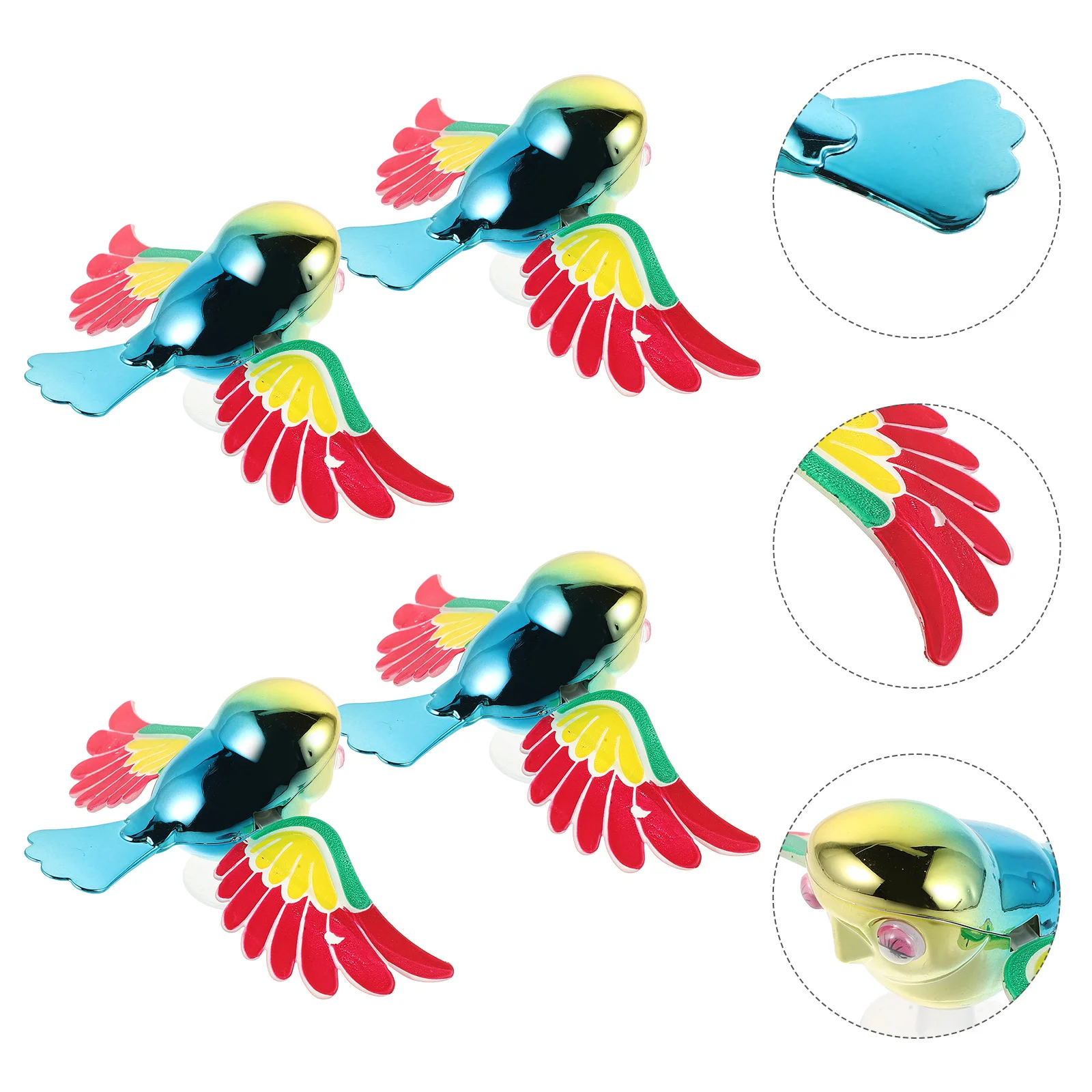 

4Pcs Flying Bird Car Decoration Wind-Powered Flapping Wings Adhesive Base Cartoon Rearview Mirror Car Interior Accessories Bird