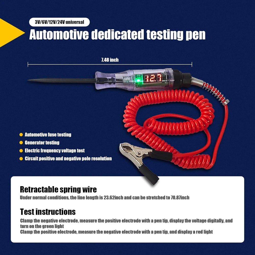 6V/12V/24V Auto-Schaltung tester Premium-Test Lichts onde Stift Glühbirne Diagnose werkzeug LKW Spannungs kreis tester Autore paratur – Detail 8