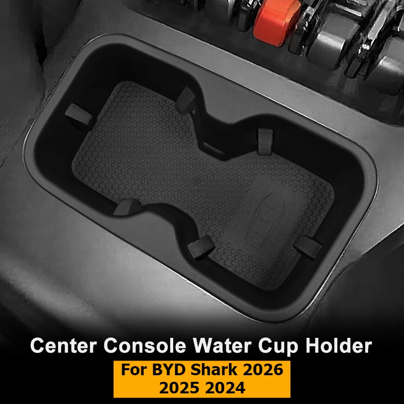 For BYD Shark 2026 2025 2024 Center Console Armrest Organizer Tray Box TPE Cup Holder Insert Storage Box Car Tidying Accessories