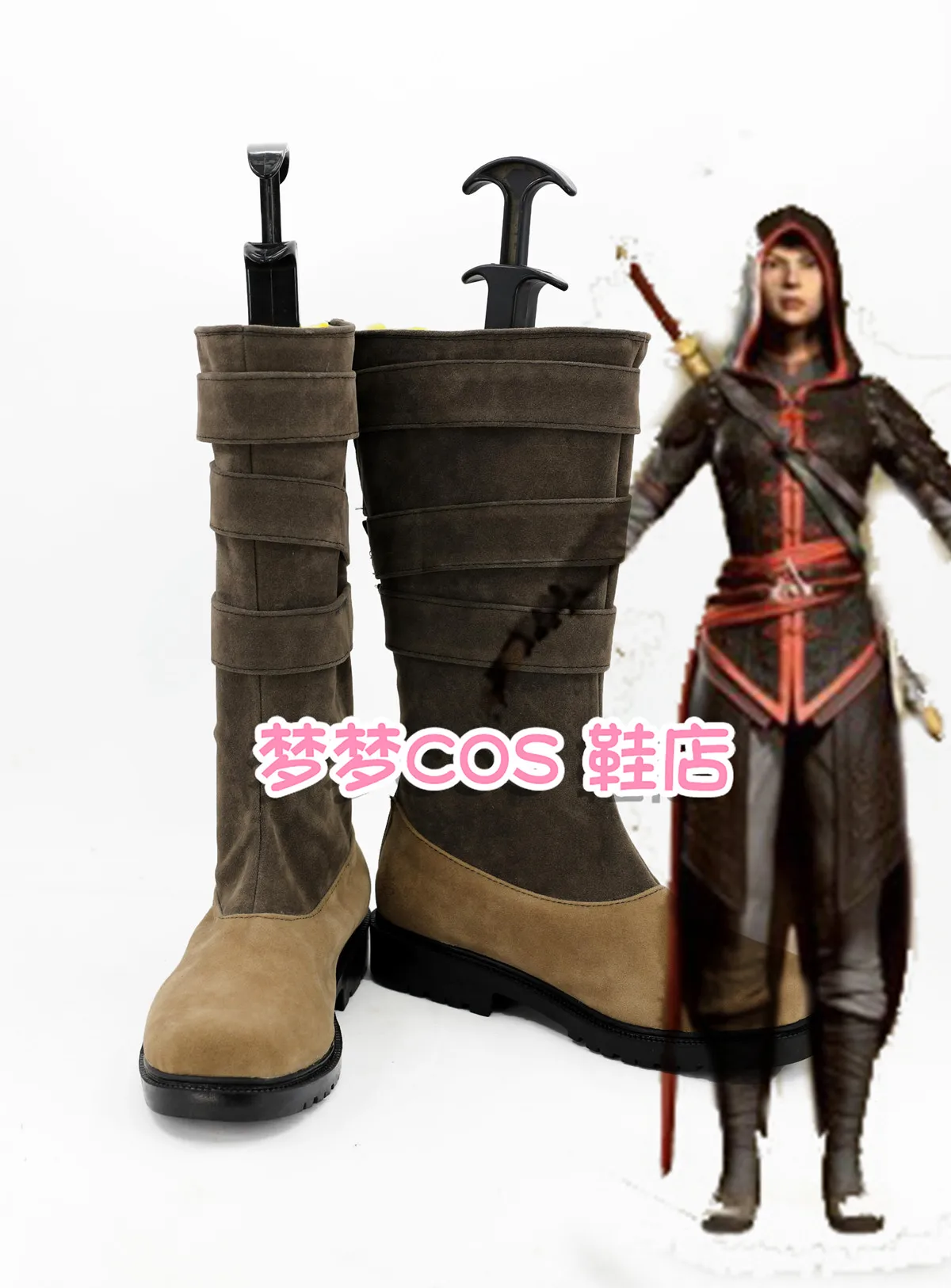 

Game Shao Jun Chinese Brotherhood Assassin Cosplay Shoes Handmade Faux Leather Boots Halloween Carnival Boots Custom Made