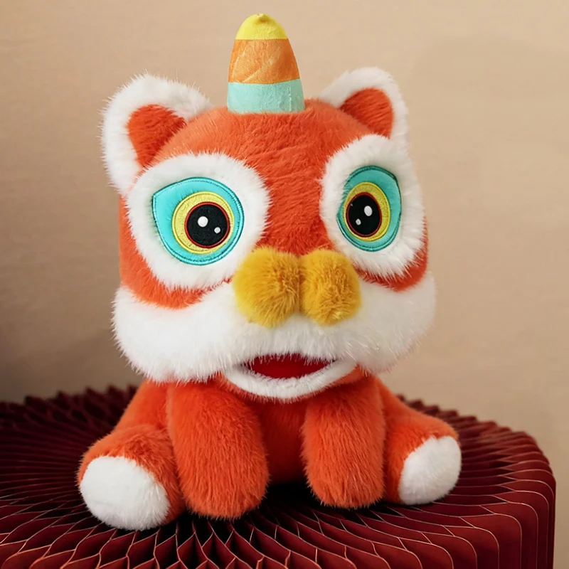 Adorabile portachiavi in peluche danza del leone cinese Festivo Capodanno Fascino fortunato Giocattoli morbidi Figurina di leone danzante carina per le celebrazioni