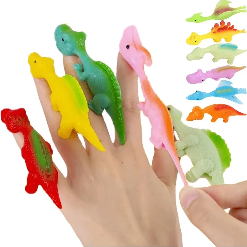 5PCS Funny Slingshot Dinosaur Finger Toys Kids Cool Gadgets Juguetes Divertidos Y Graciosos Kinder Spielzeuge Niños Regalos