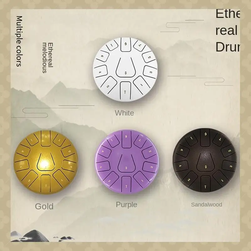 

ABST 8 Inch Steel Tongue Drum, 11 Note Tambourine With Drumsticks And Finger Picks For Meditations Tambourine Instrument