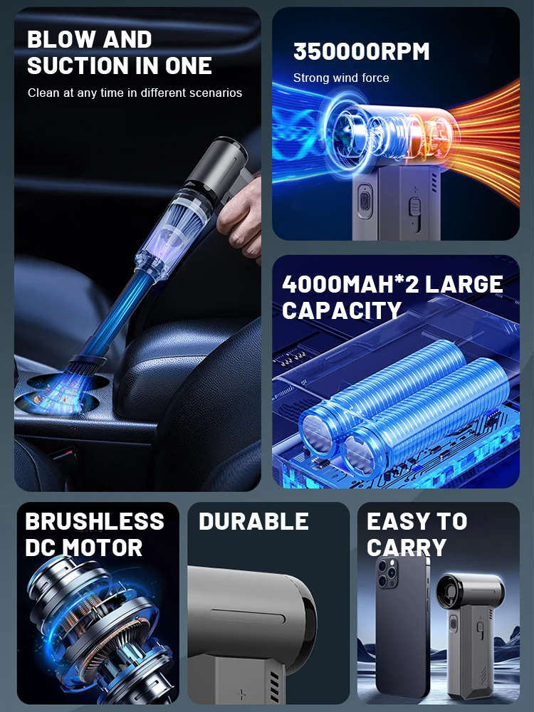 350000 RPM Mini Turbo Jet Fan Powerful Air Blower 200W High Speed Turbo Violent Fan Brushless Jet Blower Strong Dust Removal