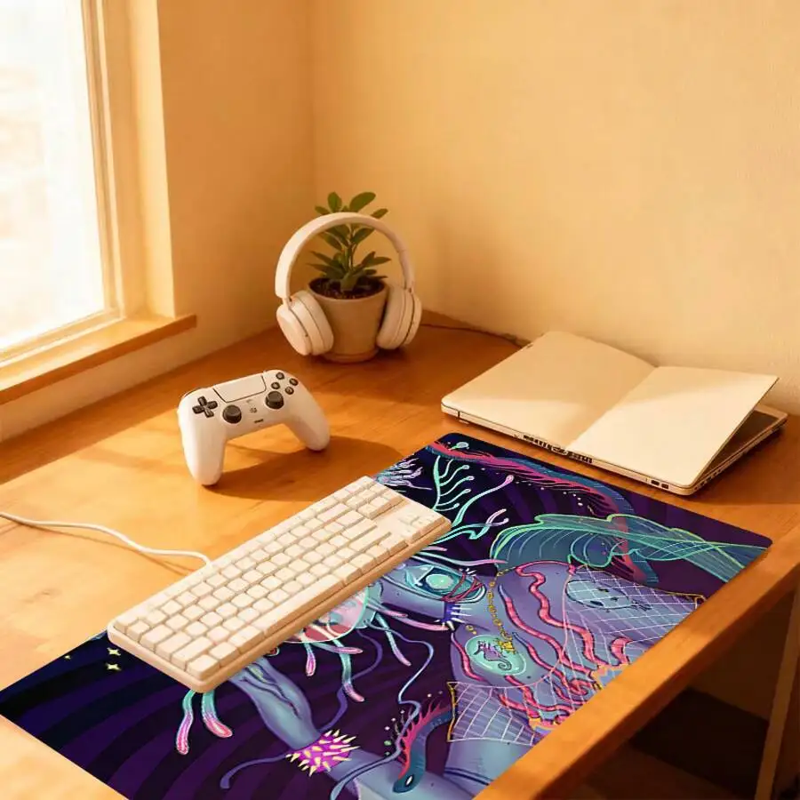 Large Gaming Mouse Pad With Anti-Slip Rubber Base Abstract Design Keyboard Friendly For PC Laptop Office Home