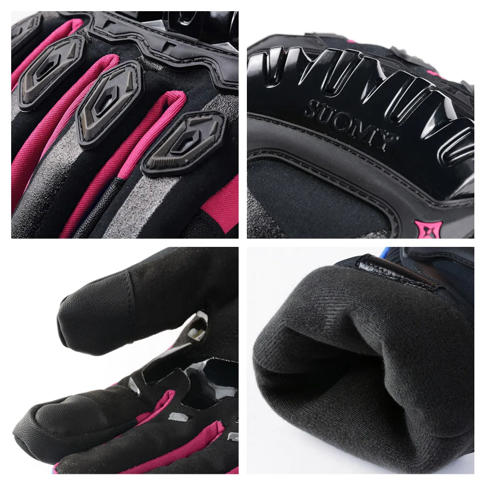 Suomy Winter Warm Motorcycle Gloves Windproof Waterproof Female Motorbike Riding Gloves Women Pink Motocross Moto Guantes