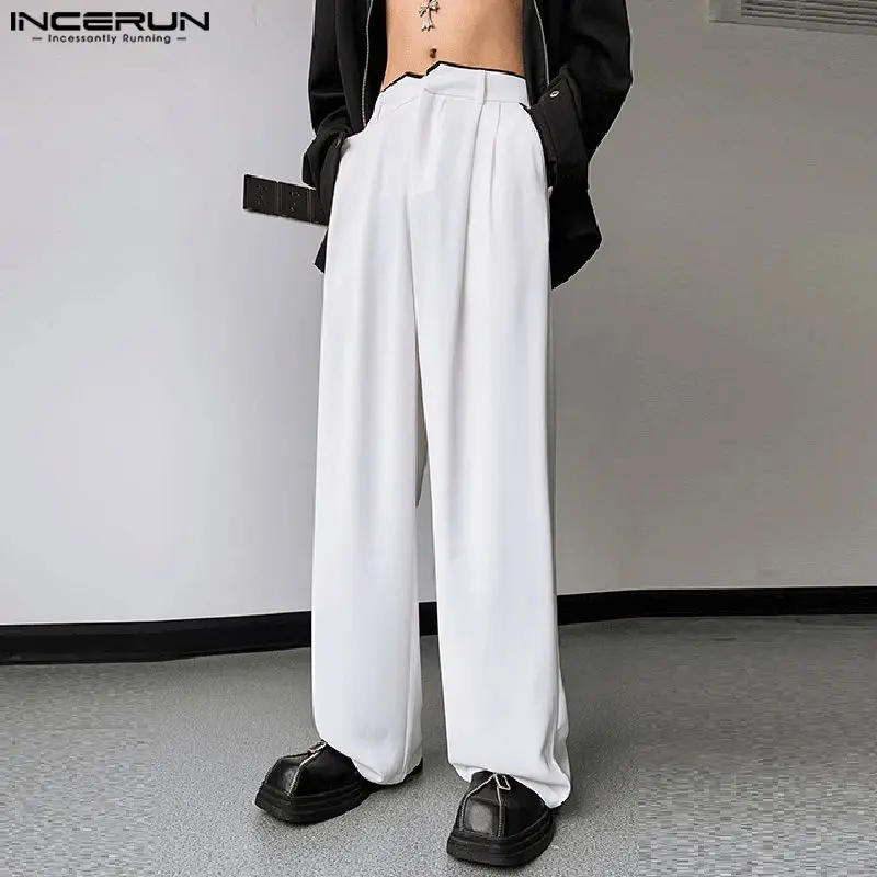 2024 Men\'s Pants Patchwork Joggers Loose Korean Style Streetwear Straight Trousers Men Fashion Casual Long Pants S-5XL INCERUN