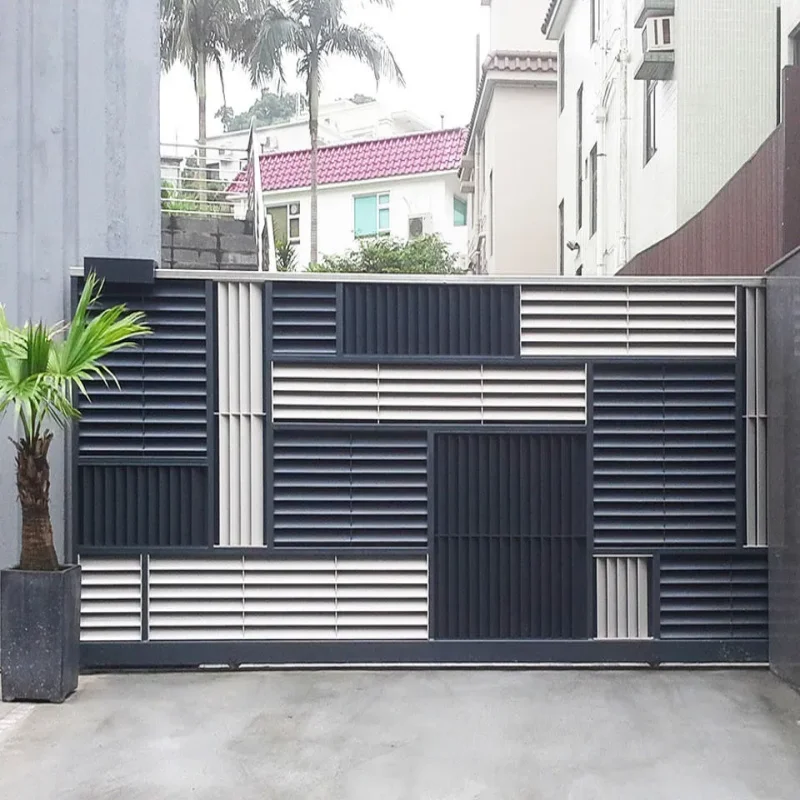 &*Modern Simple Automatic Sliding Gate Aluminum Material Garden Gate Entry Factory Wholesale Outdoor Use Villa Sliding Gate