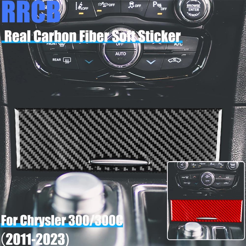 

Real Carbon Fiber Car Accessories Center Console Charger Decorative Trim Cover Soft Sticker For Chrysler 300 300C 2011-2023