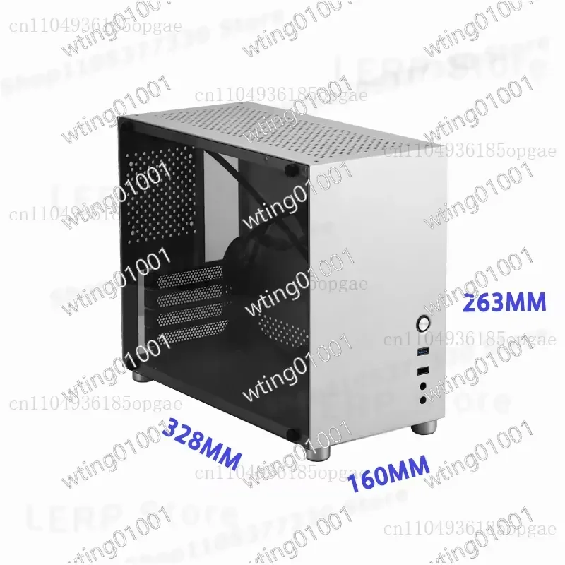 for HX100 Full Aluminum Gaming PC Case Transparent Tempered Glass Desktop Tower Chassis with PSU Support High Airflow Cooling