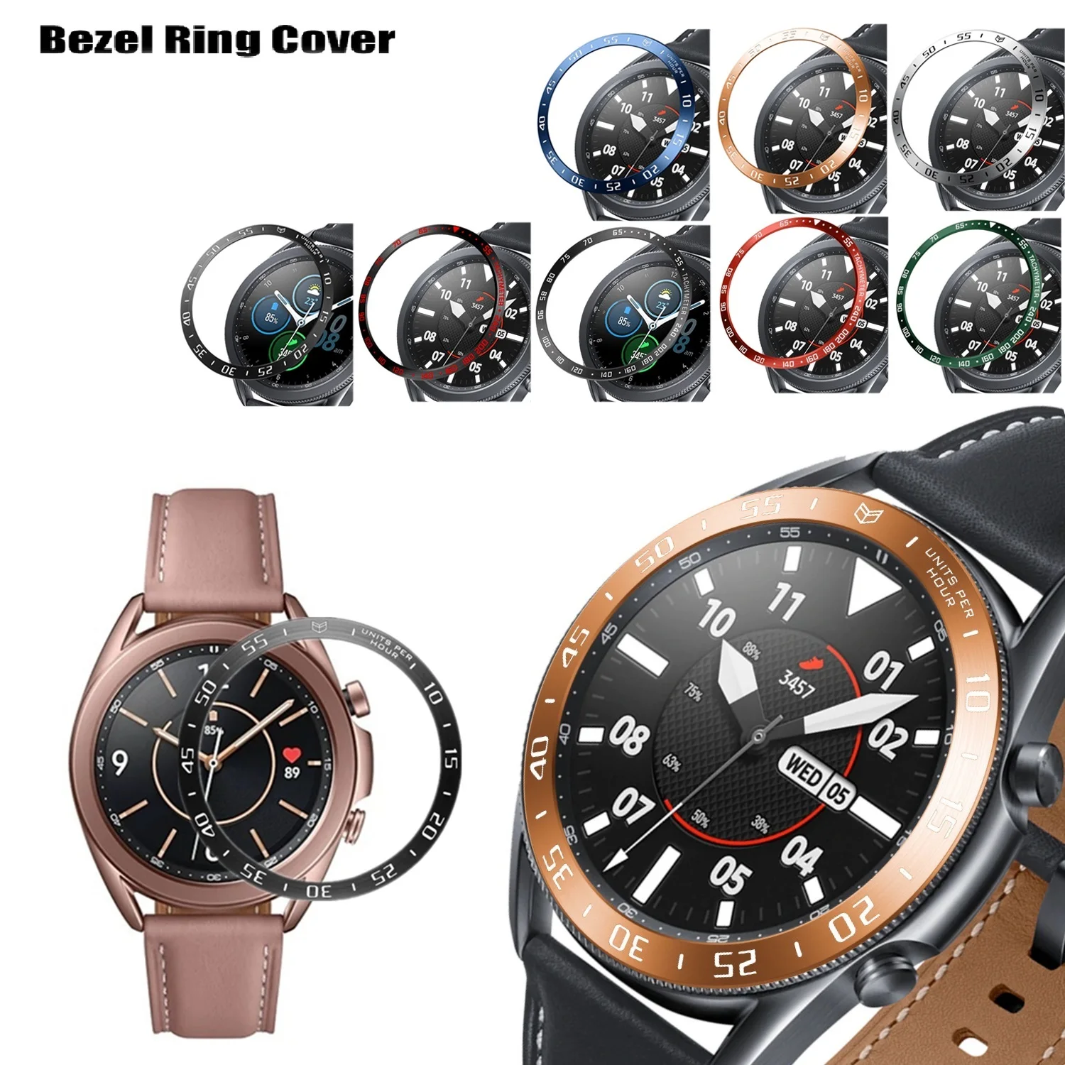 Lünettenring + Glasfolie + Hülle für Samsung Galaxy Watch3 41 mm 45 mm Watch4 42/46 Schutzabdeckung Hülle Anti-Kratz-gehärtetes Glas