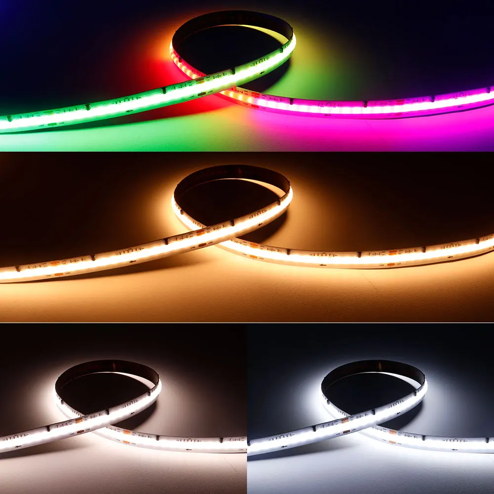 WS2811 FCOB SPI RGBCW LED Light Strip Addressable 840Leds/m RGBCCT Dream Color 12mm High Flexible FOB COB Lights RA90 IP30 DC24V