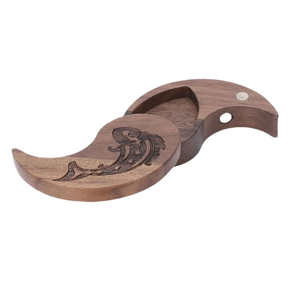 Walnut Wood Guitar Pick Storage Box Tai Chi Style Wood Color Wooden Guitar Pick Holder Pick Collection Case For Guitar Picks