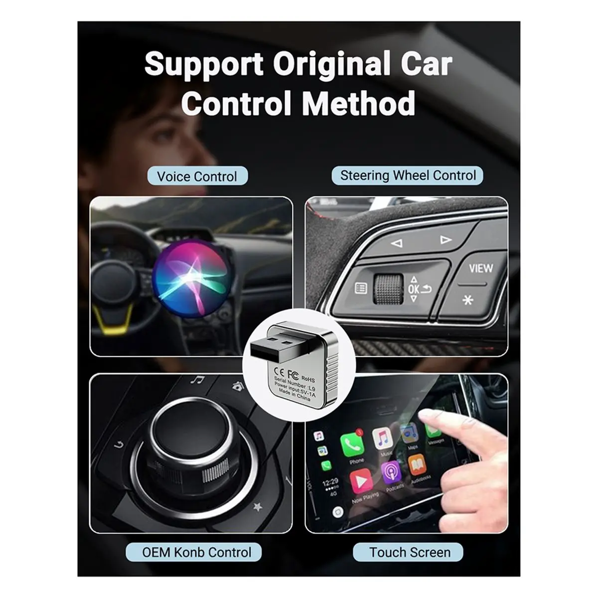 goodidea 2 In1 Wired to Wireless Carplay for Android Auto Adapter for Car Stereo Usb Bluetooth Smart Box Plug and Play Silver