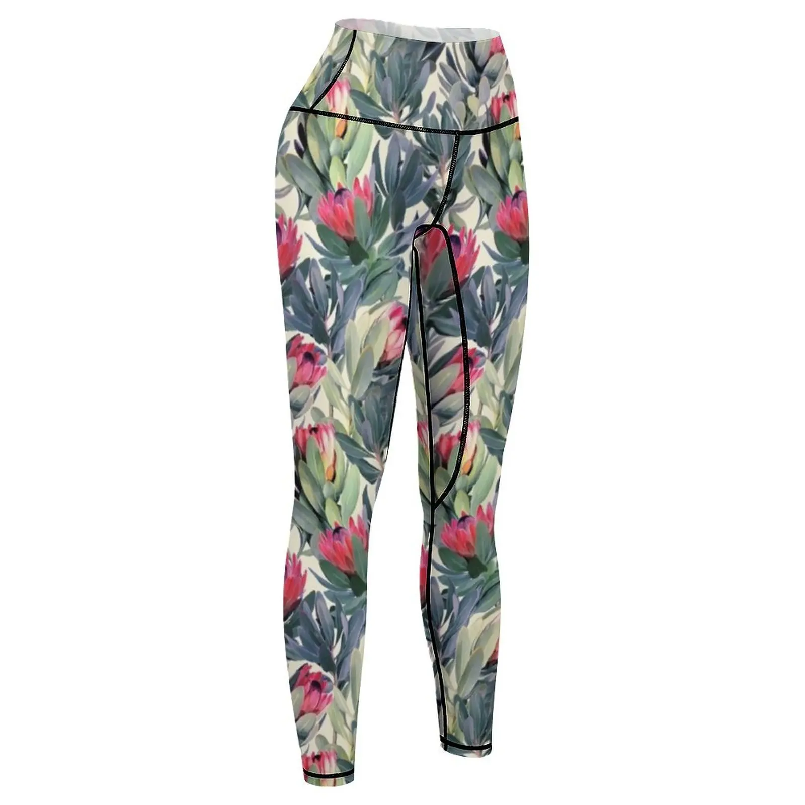 Painted Protea Pattern Leggings Clothing fitness sporty woman gym Womens Leggings