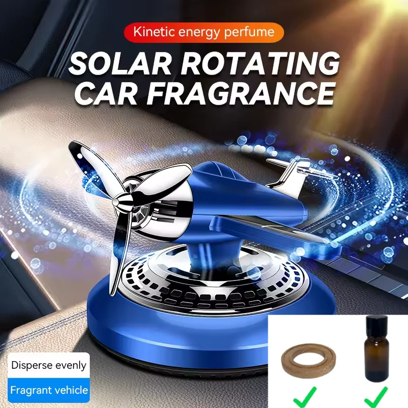 

Solar Energy Powered Rotating Propeller Fighter Car Air Freshener Scent Perfume Airplane Fragrance Diffuser Dashboard Aroma