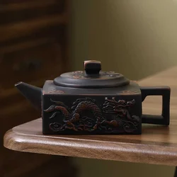Jianshui Purple Pottery Dragon Carving Teapot Hand Painted Antique Relief Teapot Household Teapot Kungfu Tea Set Kettle