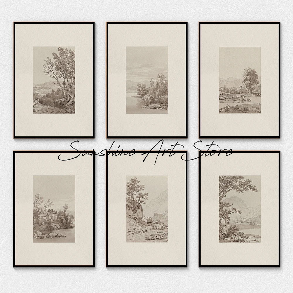 Neutral Art Prints Neutral Gallery Wall Art Canvas Printing Earth Toned Home Decor Canvas Poster Nature Landscape Vintage Decor