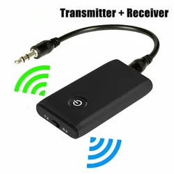 Bluetooth-compatible 5.0 Transmitter Receiver Wireless Audio Adapter 2 in 1 A2DP 3.5mm Jack Aux Adapter For PC TV Headphone Car