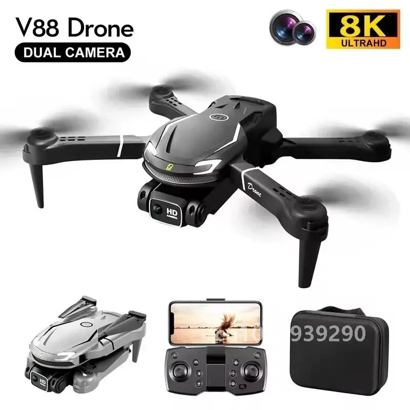 V88 Drone HD Dual Camera Profession Mini Flyer Intelligent Obstacle Avoidance WIFI Connectable Streaming Small Unmanned Aircraft