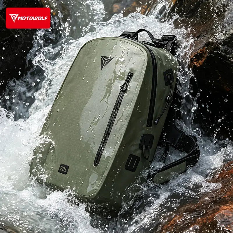 MOTOWOLF Motorcycle Backpack Riding Waterproof Outdoor Commuting Waterproof Backpack Large Capacity Motorcycle Travel Backpack