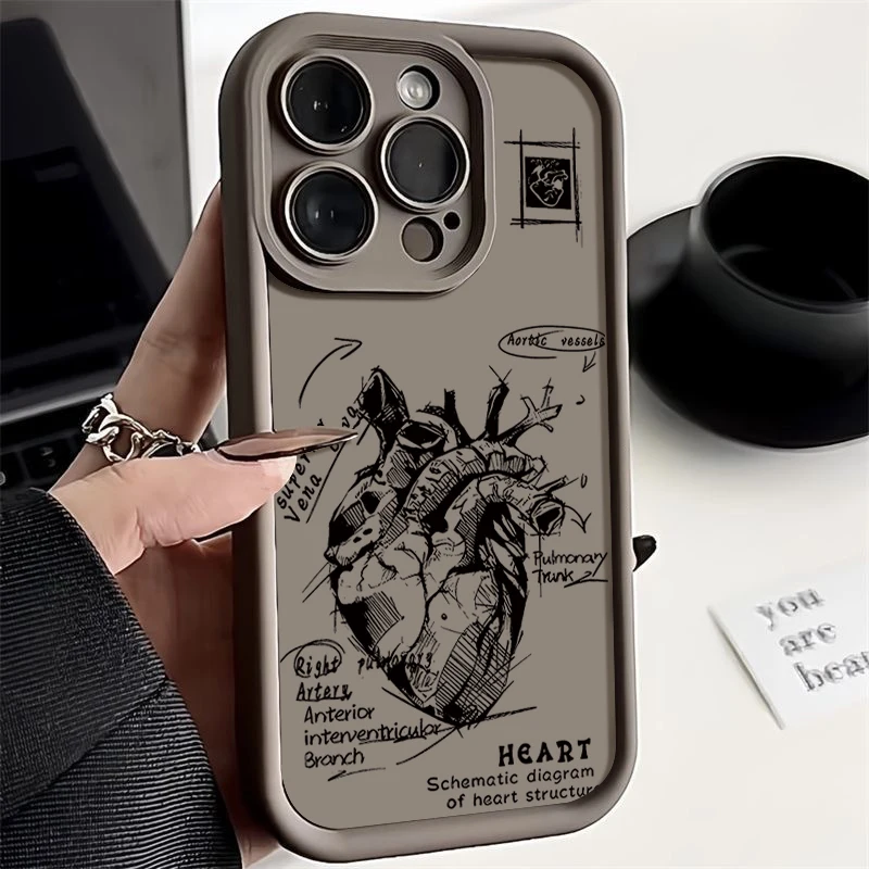 Kreatives Herz-Kardiovaskuläres-Modell Medizinisches Muster-Handyhülle für iPhone 18 17 13 16 15 14 Pro Max 11 13 Pro 17e 16e Weiche Handyhülle – Detail 11