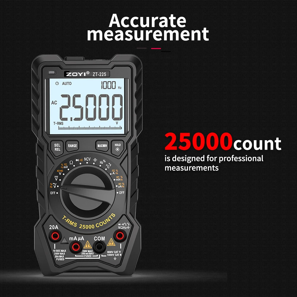 ZOYI  ZT-225 high-precision digital fully automatic multimeter for electrical maintenance and intelligent anti burn maintenanc