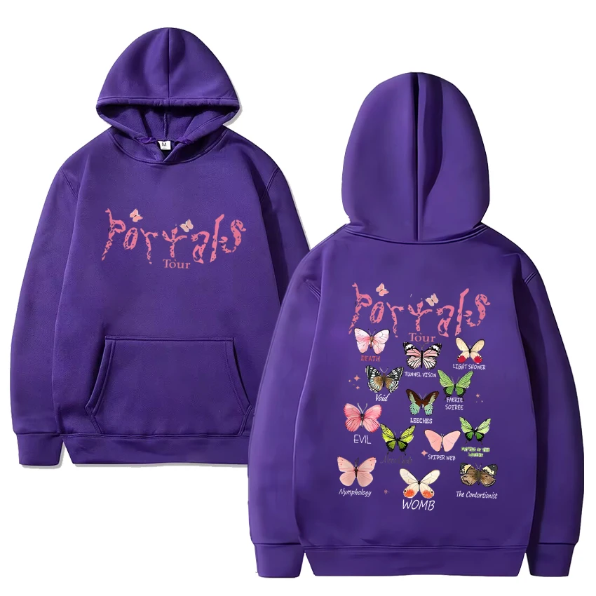 Sudadera con capucha con estampado de mariposa para hombre y mujer, suéter de manga larga con forro polar, con estampado de los Portals, de la cantante, moda Y2k, moda Unisex