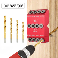 30/45/90 Degree Angle Oblique Pocket Hole Jig British Drill Guide Dowel Jig Kit Wood Drill Locator Inclined Hole Plug Jig