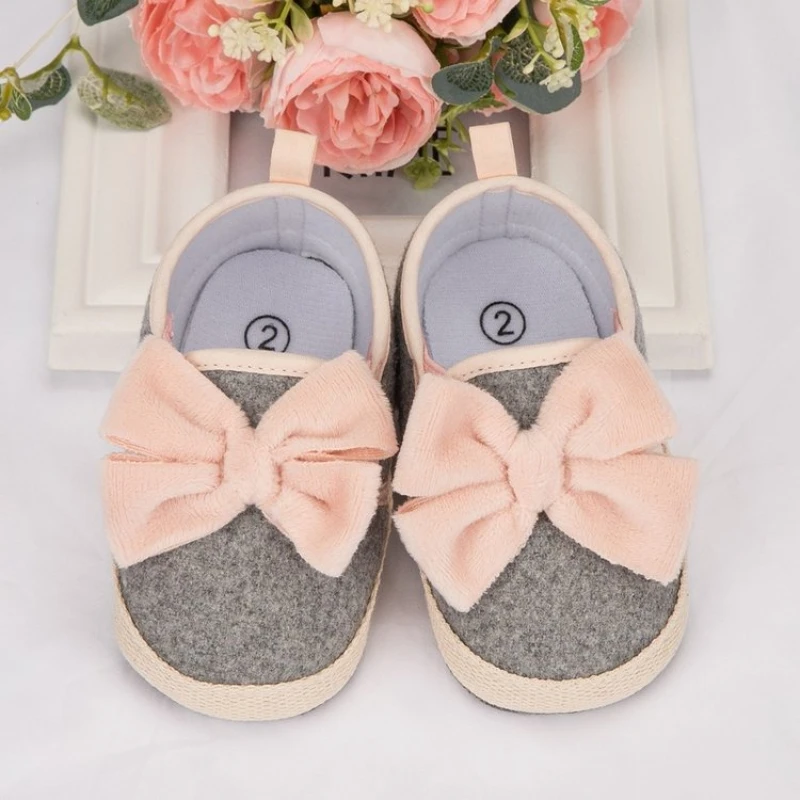 

2025 Shiny Baby New Bowknot Party Princess Shoes Toddler Cotton Sole Anti-slip Comfortable First Walkers Casual Kids Shoes