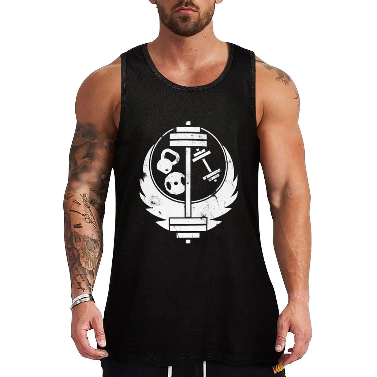 Brotherhood of steel(gym edition, white and aged) Tank Top gym top mens designer clothes gym for men