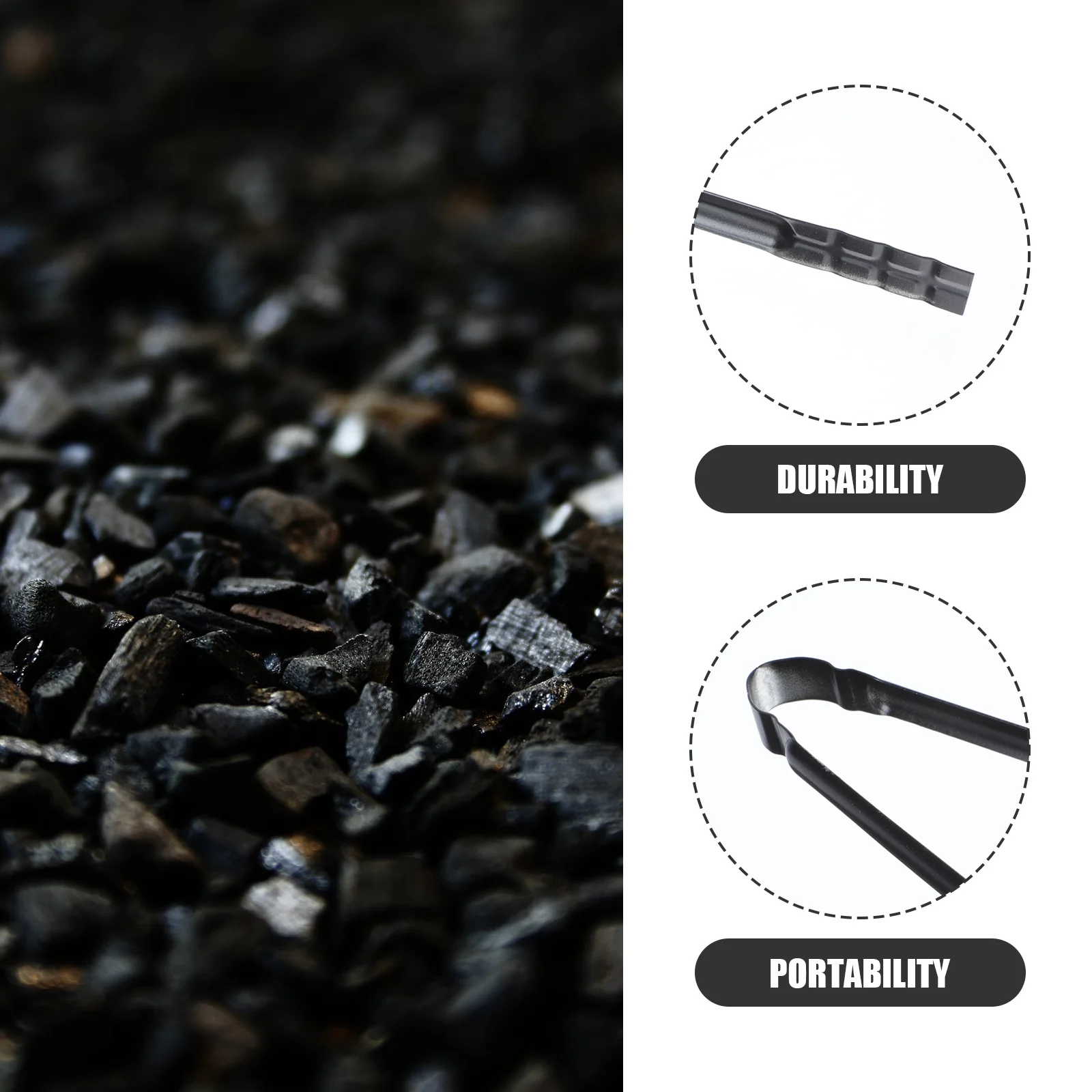 

2Pcs Extended Charcoal Clamp Durable Heat-Resistant Metal Bbq Tong Practical for Fireplace Campfire Outdoor Grilling