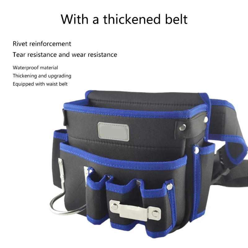 Sturdy Cloth Tool Belt Reliable Woodworking Nail Pouch with Multiple Pockets & Adjustable Waist Strap Handy Nail Bag