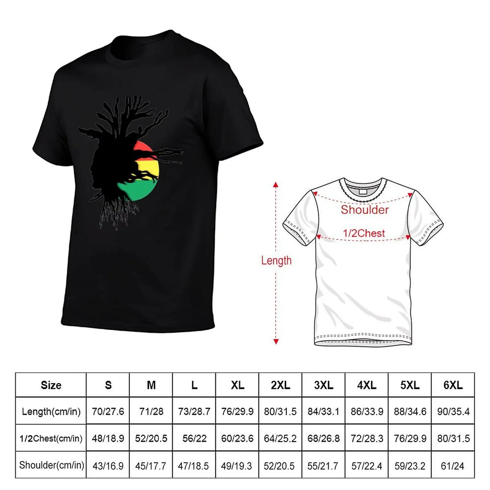 Rasta Dreads Ethiopian Flag Reggae Roots Rastafarian Jamaica T-Shirt t shirts for man slim fit anime t shirts for man T-Shirt