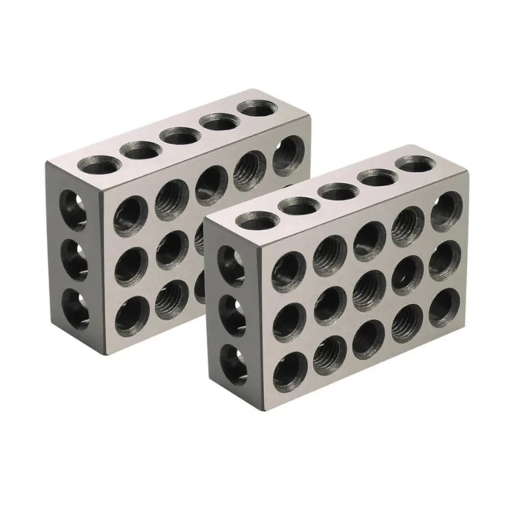 2pcs Hardened Steel 1-2-3' Blocks 0.0002' Precision Matched Machinist 123 Milling Tool 23 Holes 25-50-75mm Block Gauge
