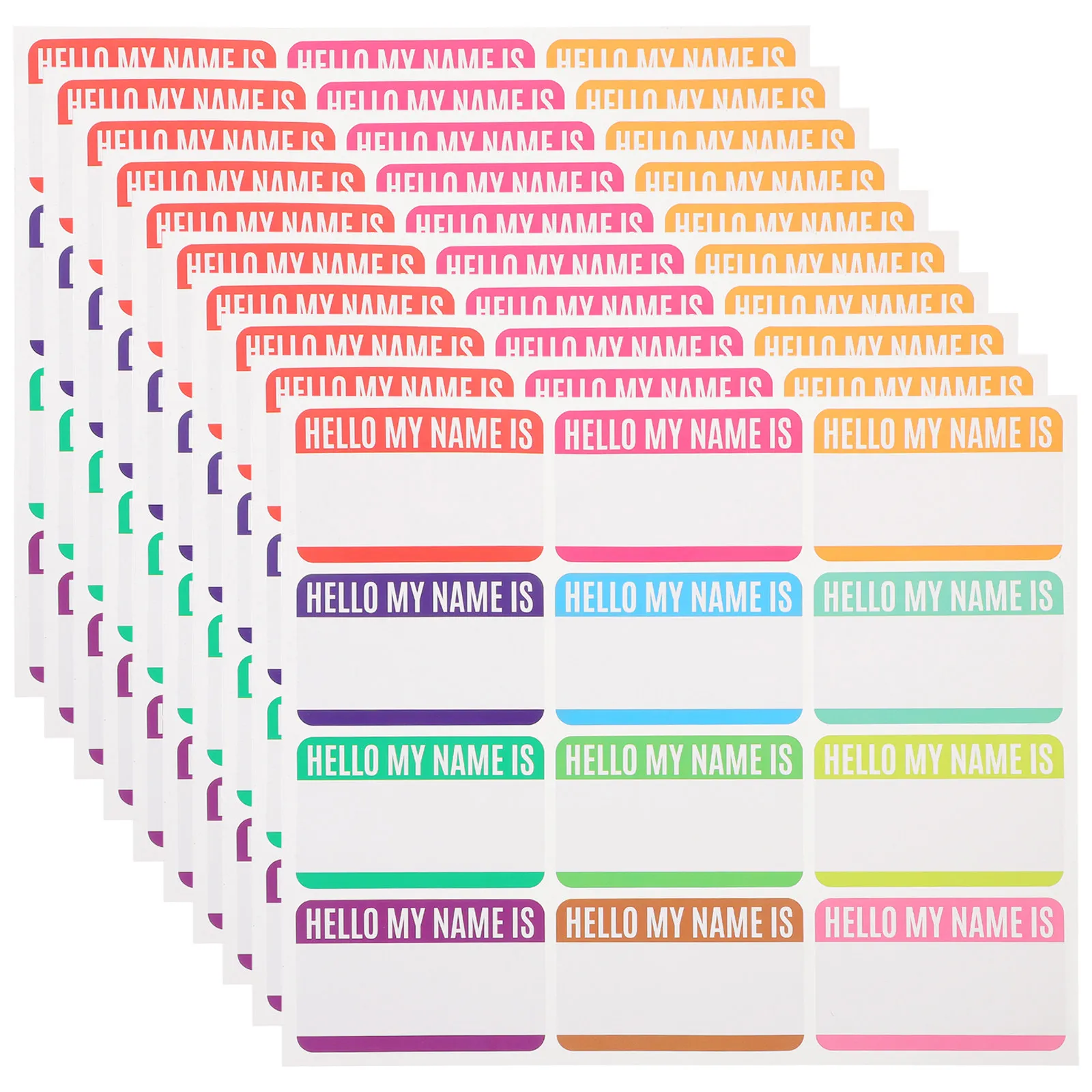 

10 Sheets Colorful Name Tag Stickers Thick Smooth Vinyl Self-Adhesive Labels for Files Boxes Lockers Sorting Sticker Sheets