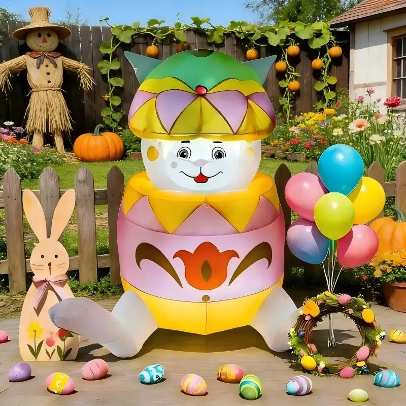 

5FT Easter Airblown Inflatable Bunny Egg LED Lights Holiday Party Garden Festive Yard Rabbit Supplies Easter Inflatable