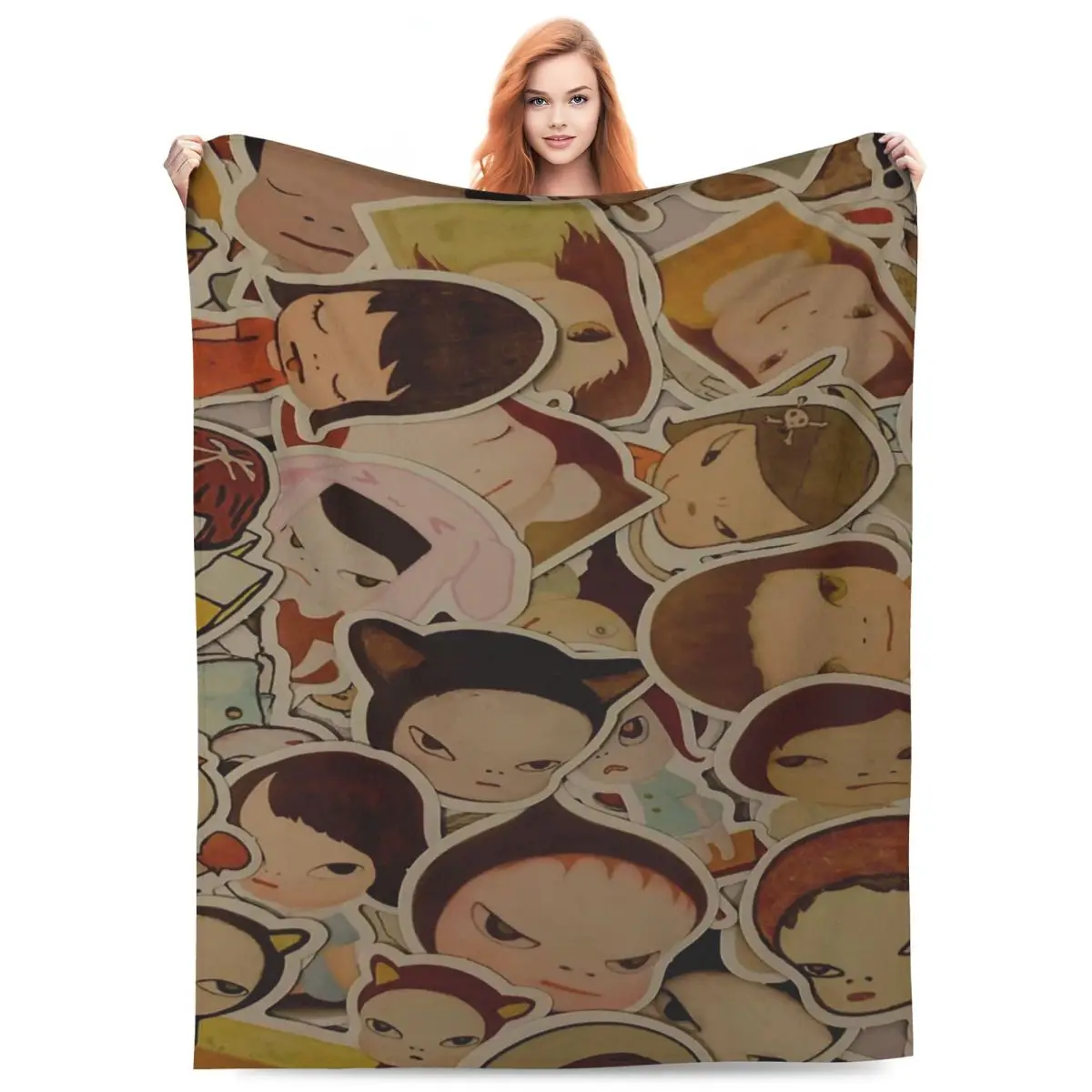 Yoshitomo Nara Blankets Flannel Sofa Throw Blanket Breathable for Home Bedroom Office Throws Bedspread Quilt